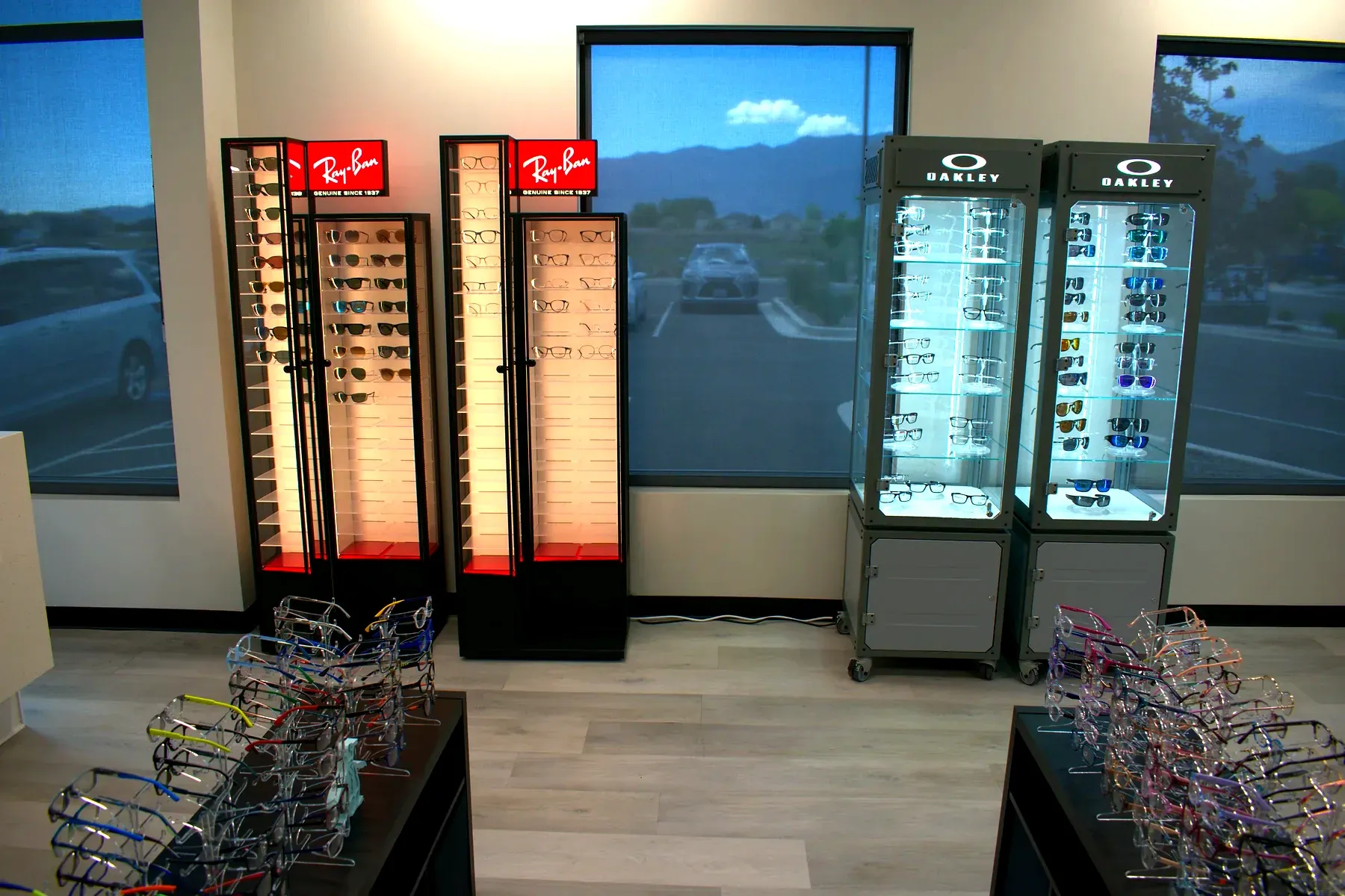 Eyeglass displays inside Cedar Valley Eyecare optical boutique