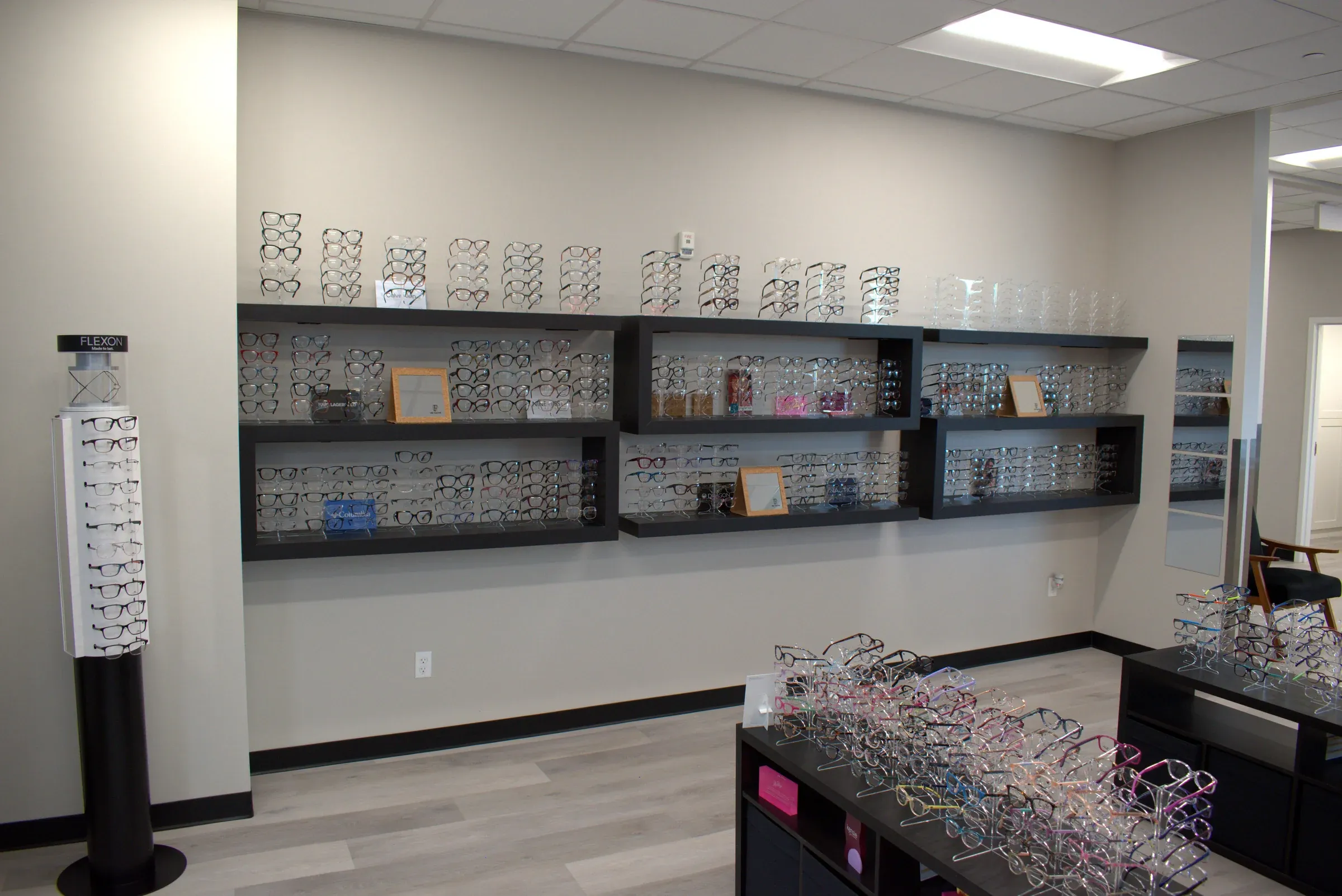 Optical frames displayed inside Cedar Valley Eyecare
