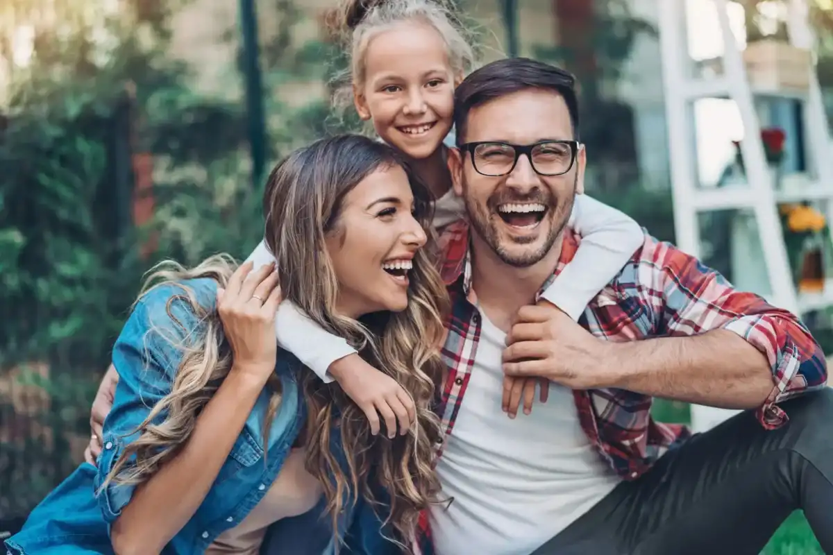 Family smiling after eye care visit
